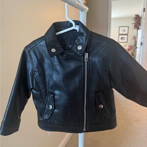 Zara Kids Black Faux Leather Jacket